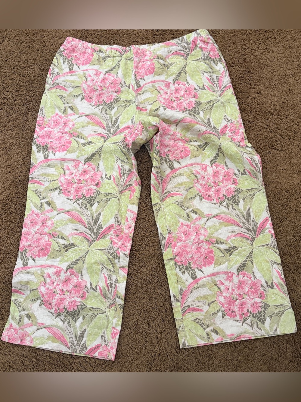 J Jill women’s Cropped wide leg pants 100% linen size large NWT